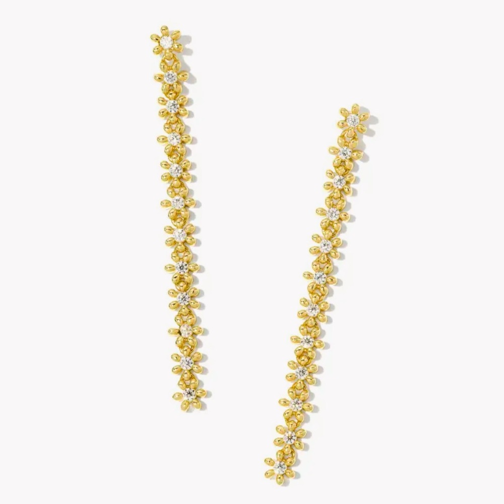 Kendra Scott Nydia Gold Linear Earrings in
White Crystal